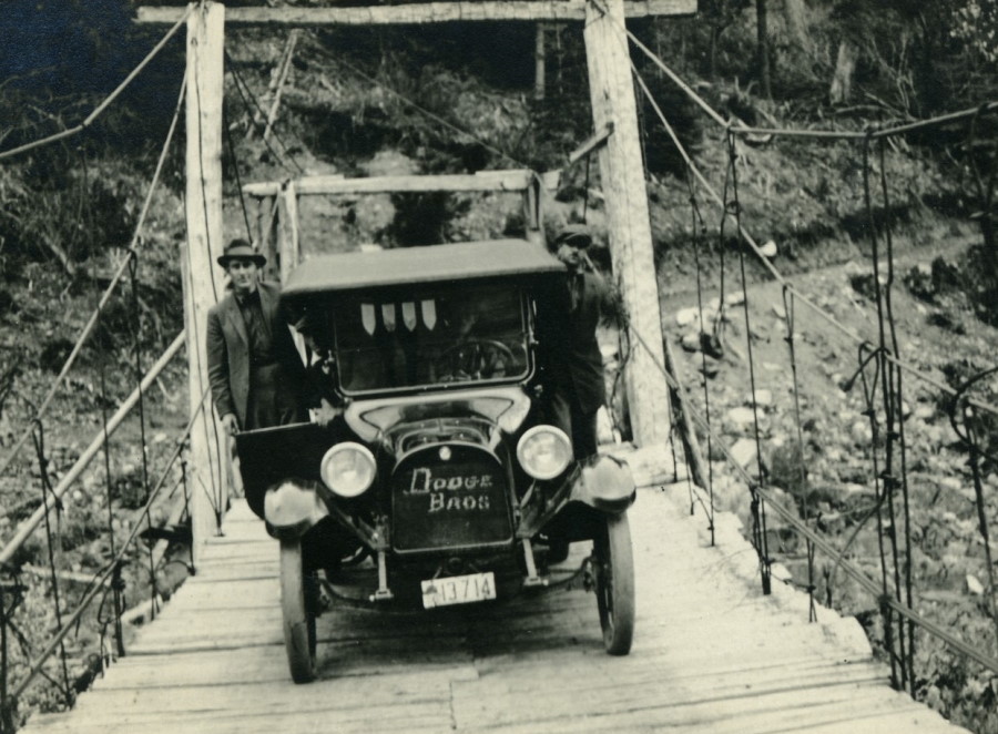 Folks on a suspension bridge